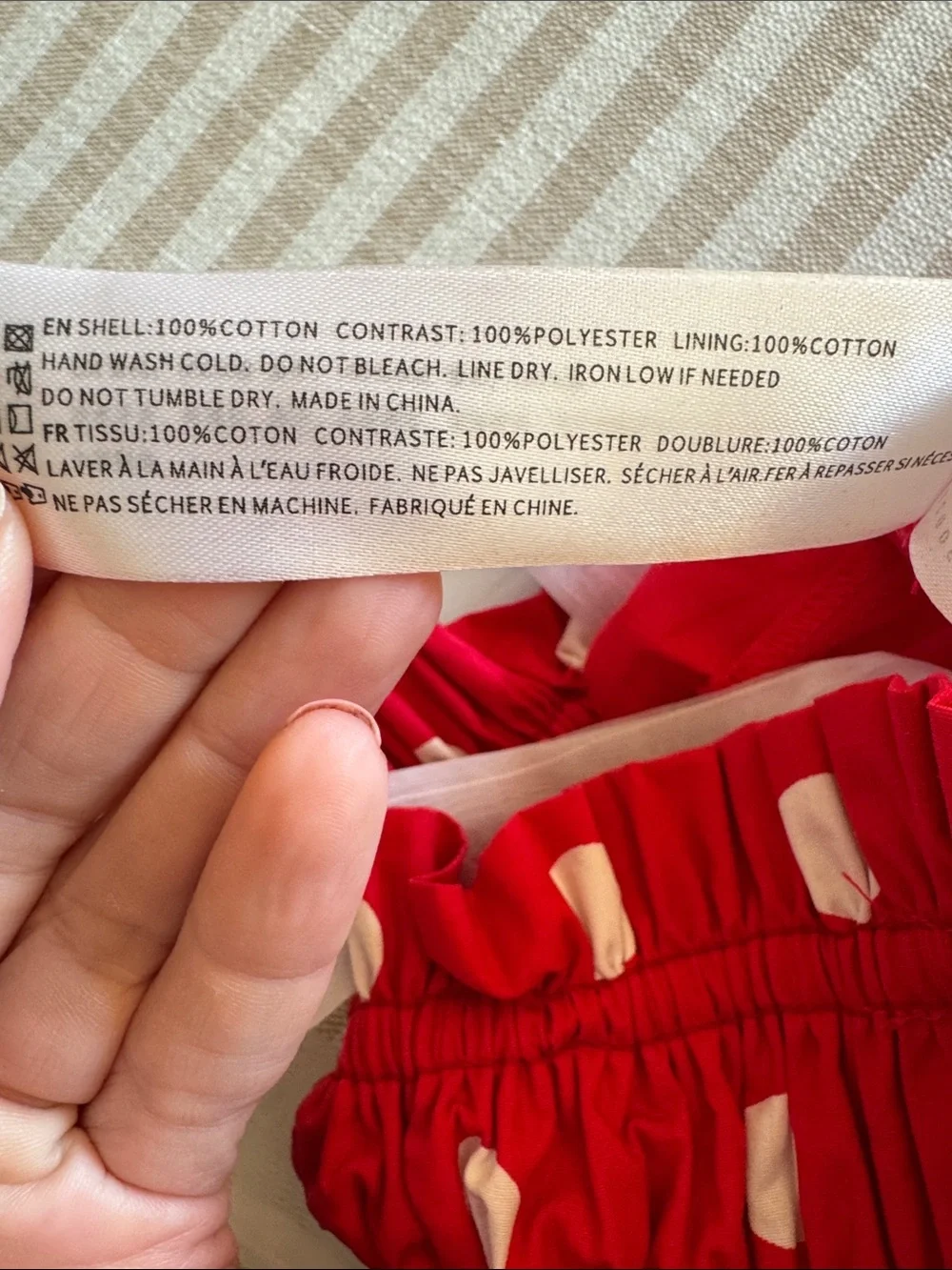 NWOT En Saison Red Polka Dot Midi Dress with White Ties - Picture 6 of 8